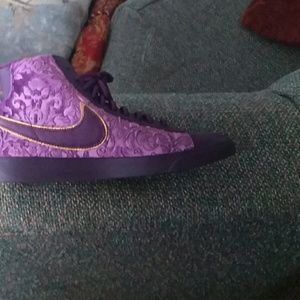 Custom floral gold and purple Nike's blazers